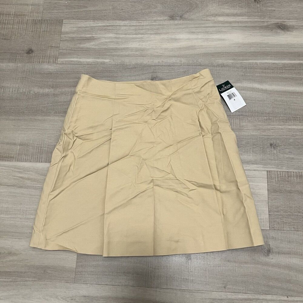 Lauren Ralph Size 4 Khaki Tan A-Line Skirt Fall SPR16 FH